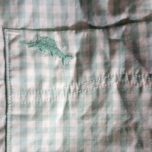 👕🧊 Aquamarine Checkered Button-Up Shirt